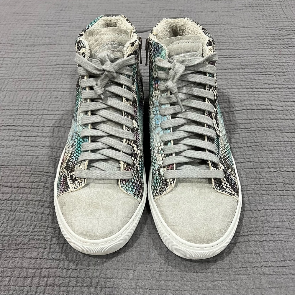 P448 Star Embossed High Top Sneaker 38 EU Ice Python Snake Print